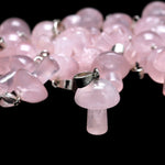 AAA Natural Pink Rose Quartz Gemstone Mushroom Pendant Natural Crystal Focal Bead