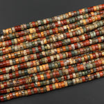 AAA Natural Red Creek Jasper Beads 4mm 6mm 8mm Heishi Rondelle Disc Aka Multicolor Picasso Jasper 15.5" Strand
