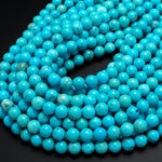 Blue Turquoise Jasper 4mm 6mm 8mm 10mm Round Beads Aka Dyed Sleeping Beauty 15.5" Strand