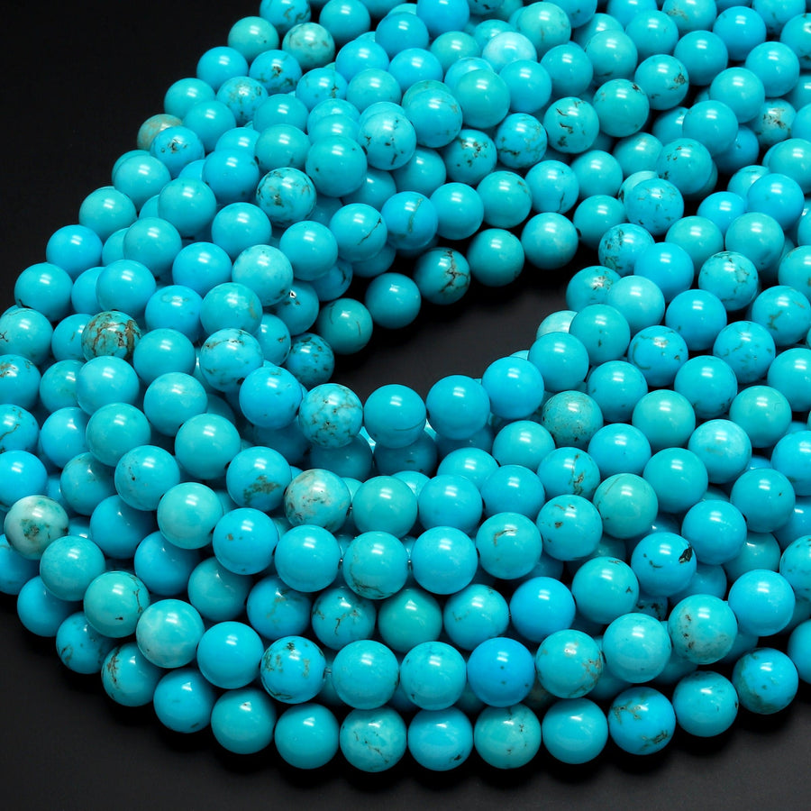 Blue Turquoise Jasper 4mm 6mm 8mm 10mm Round Beads Aka Dyed Sleeping Beauty 15.5" Strand