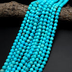 Blue Turquoise Jasper 4mm 6mm 8mm 10mm Round Beads Aka Dyed Sleeping Beauty 15.5" Strand