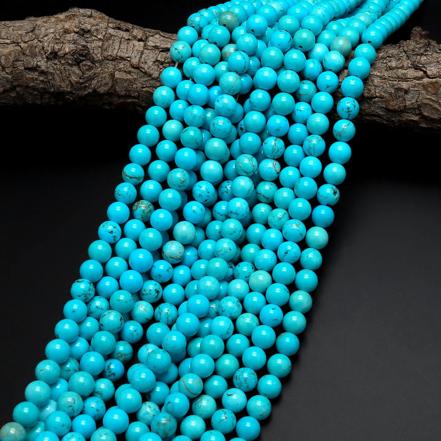 Blue Turquoise Jasper 4mm 6mm 8mm 10mm Round Beads Aka Dyed Sleeping Beauty 15.5" Strand