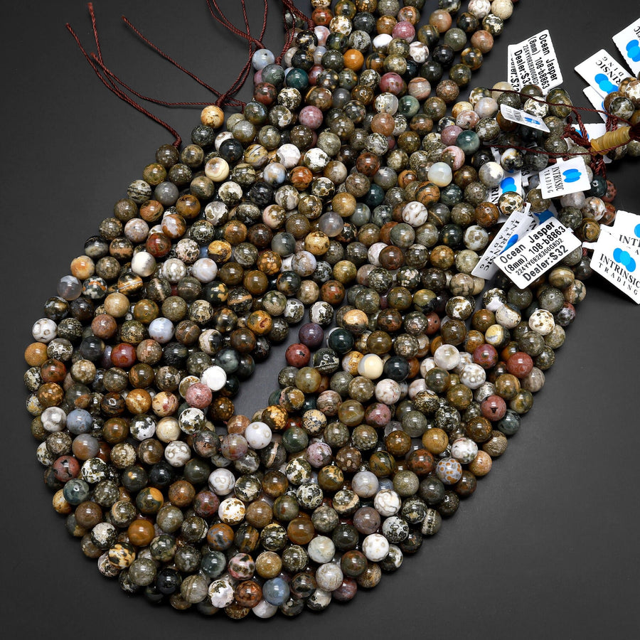 Natural Ocean Jasper Round Beads 6mm 8mm 10mm 12mm 14mm 15.5" Strand