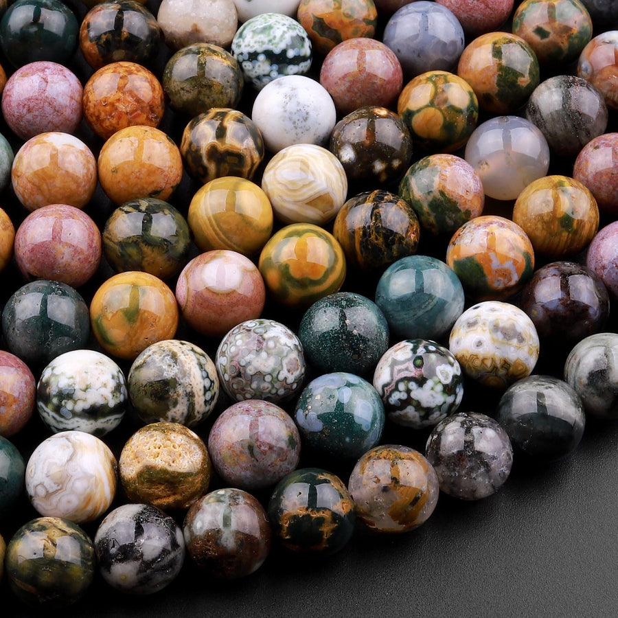 Natural Ocean Jasper Round Beads 4mm 6mm 8mm 10mm 12mm High Quality Round Beads 15.5" Strand