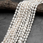Genuine White Freshwater Potato Baroque Pearl Shimmery Iridescent Classic White Pearl 15.5" Strand