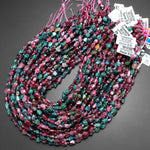 Natural Pink Tourmaline Blue Indicolite Freeform Pebble Nugget Beads Gemstone 15.5" Strand