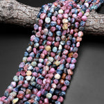 Natural Pink Blue Paraiba Tourmaline Freeform Pebble Nugget Beads Gemstone 15.5" Strand