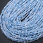AAA Translucent Faceted Natural Blue Aquamarine Rondelle Beads 4mm 15.5" Strand