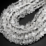 Extremely Rare AAA Grade Super Clear Natural Herkimer Diamond Quartz Flat Beads 8mm 10mm 12mm 12mm Double Pointed Quartz 16" Strand