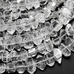 Extremely Rare AAA Grade Super Clear Natural Herkimer Diamond Quartz Flat Beads 8mm 10mm 12mm 12mm Double Pointed Quartz 16" Strand