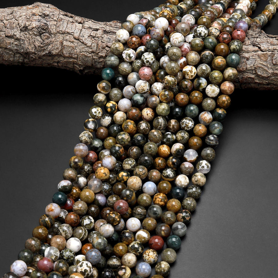 Natural Ocean Jasper Round Beads 6mm 8mm 10mm 12mm 14mm 15.5" Strand