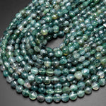 Natural Green Moss Agate 4mm 6mm 8mm Coin Beads Gemstone 15.5" Strand