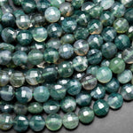 Natural Green Moss Agate 4mm 6mm 8mm Coin Beads Gemstone 15.5" Strand