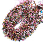 AAA Tourmaline Smooth Teardrop Beads Natural Multicolor Watermelon Pink Green Yellow Gemstone 15.5" Strand