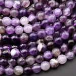 Natural Purple Flower Amethyst 4mm 5mm 6mm 8mm 10mm Smooth Round Beads 15.5" Strand
