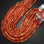 AAA Orange Gobi Agate Bamboo Stem Tube Beads 15.5" Strand