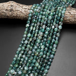 Natural Green Moss Agate 4mm 6mm 8mm Coin Beads Gemstone 15.5" Strand