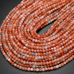 Rare Faceted Natural Arusha Sunstone Cube Beads 4mm Sparkling Micro Diamond Cut Gemstone 15.5" Strand