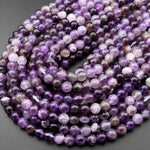 Natural Purple Flower Amethyst 4mm 5mm 6mm 8mm 10mm Smooth Round Beads 15.5" Strand
