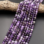 Natural Purple Flower Amethyst 4mm 5mm 6mm 8mm 10mm Smooth Round Beads 15.5" Strand