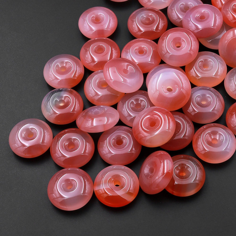 AAA Natural Mauve Pink Botswana Agate Donut Bead Pendant 12mm 15mm