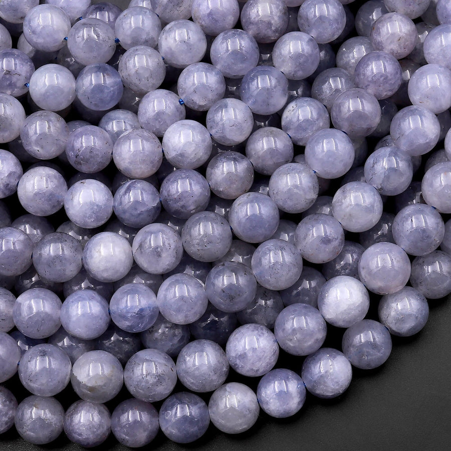 Natural Light Blue Iolite 6mm 8mm 10mm Round Gemstone Beads 15.5" Strand
