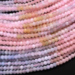 Micro Faceted Natural Multicolor Blue Aquamarine Pink Morganite 4mm Rondelle Beads 15.5" Strand
