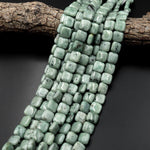 Natural Burmese Jade Square Beads 8mm 10mm 12mm Gemstone 15.5" Strand