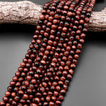 AAA Natural Red Tiger's Eye Beads Smooth Round 4mm 6mm 8mm 10mm 12mm 15.5" Strand