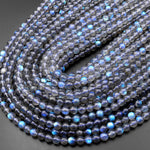 Blue Flashes~ AAA Natural Blue Labradorite 2mm 4mm 6mm 7mm 8mm 10mm Round Beads 15.5" Strand