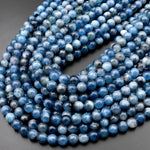 AA Natural Stormy Blue Santa Maria Aquamarine 4mm 5mm 6mm 8mm 10mm Round Beads Gemstone 15.5" Strand