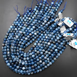 AA Natural Stormy Blue Santa Maria Aquamarine 4mm 5mm 6mm 8mm 10mm Round Beads Gemstone 15.5" Strand