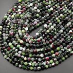 Faceted Natural Ruby Zoisite 4mm 5mm Round Beads 15.5" Strand