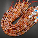 Natural Carnelian Bamboo Stem Tube Cylinder Beads 15.5" Strand