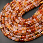 Natural Carnelian Bamboo Stem Tube Cylinder Beads 15.5" Strand