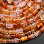 Natural Carnelian Bamboo Stem Tube Cylinder Beads 15.5" Strand