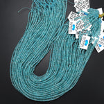 AAA Micro Faceted Natural Teal Blue Green Apatite 3mm Rondelle Beads 15.5" Strand