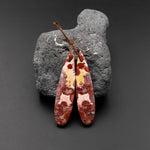 Natural Red Galaxy Jasper Earring Pair Teardrop Cabochon Pair Drilled Matched Gemstone Beads