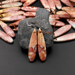 Natural Red Galaxy Jasper Earring Pair Teardrop Cabochon Pair Drilled Matched Gemstone Beads