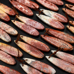Natural Red Galaxy Jasper Earring Pair Teardrop Cabochon Pair Drilled Matched Gemstone Beads