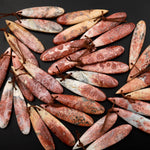 Natural Red Galaxy Jasper Earring Pair Teardrop Cabochon Pair Drilled Matched Gemstone Beads