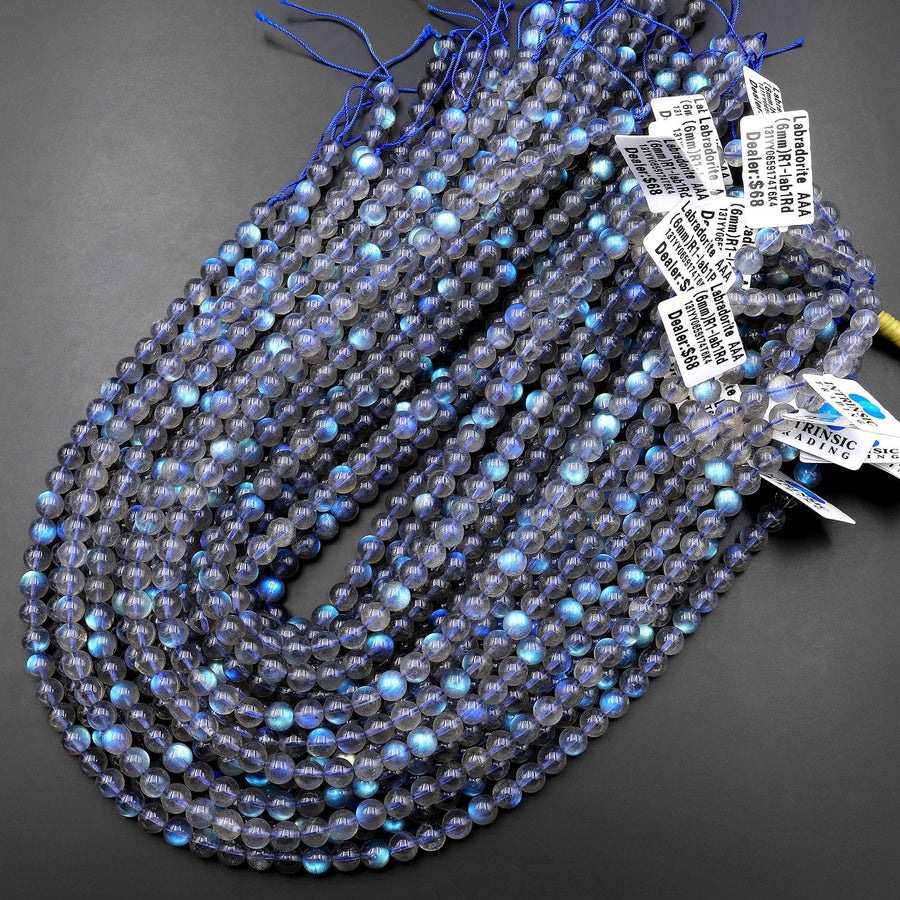 Blue Flashes~ AAA Natural Blue Labradorite 2mm 4mm 6mm 7mm 8mm 10mm Round Beads 15.5" Strand