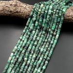 Real Genuine 100% Natural Green Emerald 6mm 8mm Smooth Heishi Beads Gemstone May Birthstone 15.5" Strand