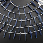 Natural Blue Kyanite Freeform Thin Spike Beads Long Stick Chip 15.5" Strand