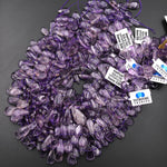 Natural Amethyst Freeform Teardrop Top Side Drilled Freeform Translucent Gemstone Beads 15.5" Strand