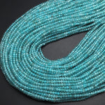 AAA Micro Faceted Natural Teal Blue Green Apatite 3mm Rondelle Beads 15.5" Strand