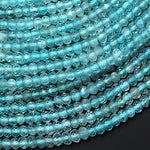 AAA Micro Faceted Natural Teal Blue Green Apatite 3mm Rondelle Beads 15.5" Strand