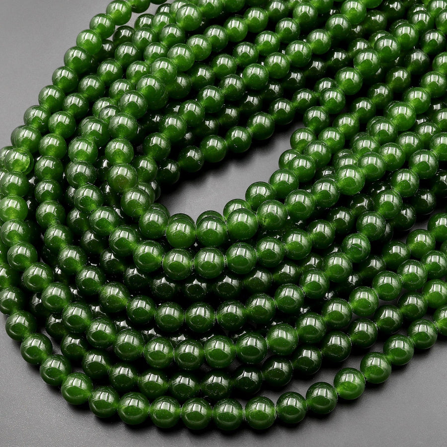 Green Taiwan Jade Smooth Round 2mm 3mm 4mm 6mm 8mm 10mm Beads 15.5" Strand