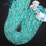 Natural Peruvian Amazonite 3mm 4mm Faceted Rondelle Beads Micro Diamond Cut Sea Blue Green Gemstone 15.5" Strand