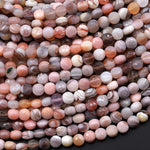 Faceted Natural Peach Botswana Agate 4mm Coin Beads Salmon Peach Pink Gemstone 15.5" Strand